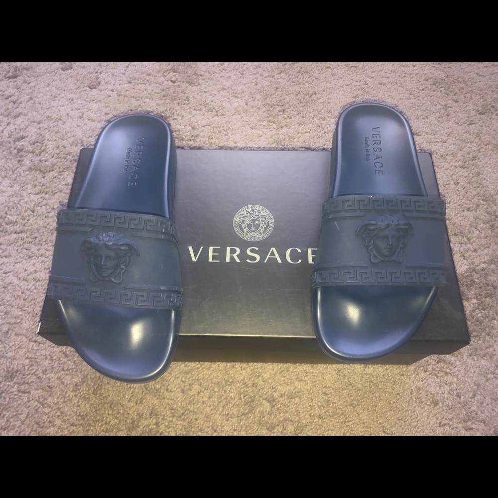 Versace Medusa Rubber Navy Gomma Palazzo Slides 39
